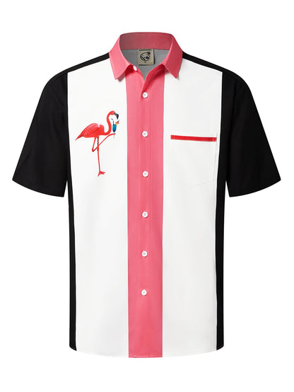 HOTHardaddy Men's Vintage Bowling Shirt Short Sleeve Button Down Hawaiian Summer Beach Printed Casual Shirts