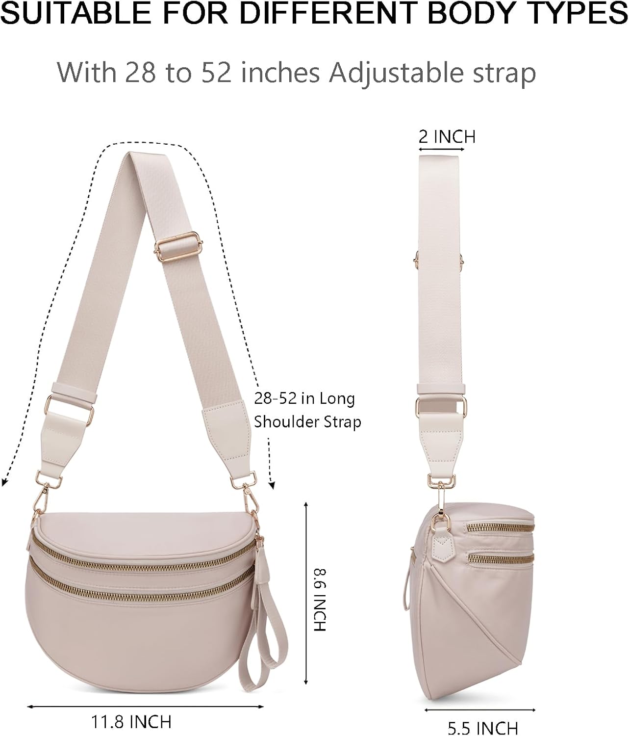 HOTPure Colour Crossbody Bum Bags for Women Spacious Checkered Cross body Bag Nylon Trendy Fanny Pack for Travel