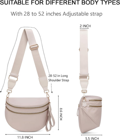HOTPure Colour Crossbody Bum Bags for Women Spacious Checkered Cross body Bag Nylon Trendy Fanny Pack for Travel