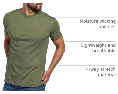 HOTMens T Shirts Soft Cotton Crew Neck Athletic Fit Casual Tees S-4XL | Soft cotton blend casual tee shirts with 4-way stretch - tag-free athletic fit for gym, work & casual wear. A go-to gift.