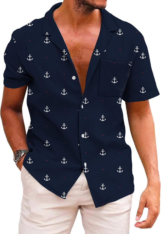 HOTKYKU Funky Hawaiian Shirt for Men Palm Beach Shirts Tropical Vacation Clothes