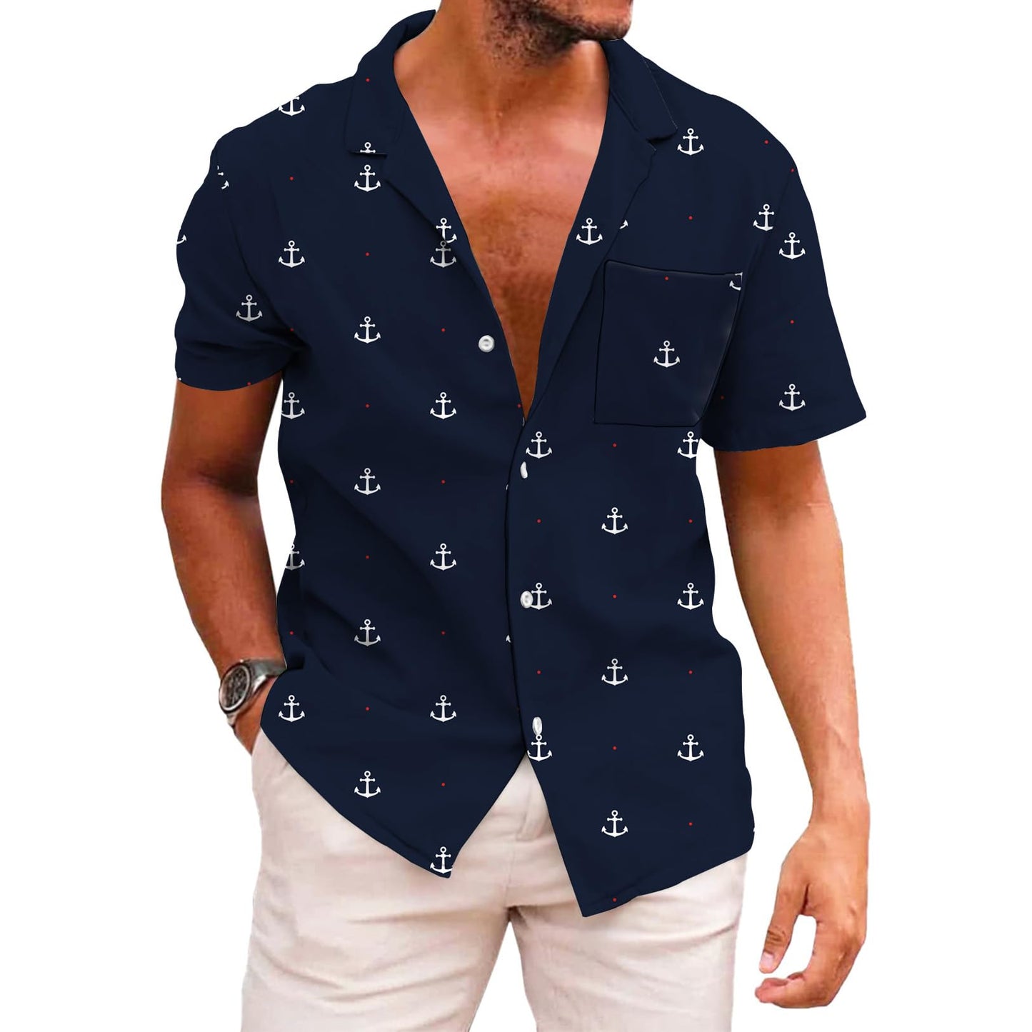 HOTKYKU Funky Hawaiian Shirt for Men Palm Beach Shirts Tropical Vacation Clothes