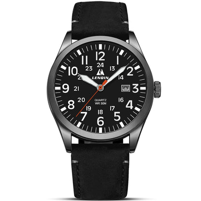 HOTLN LENQIN Mens Watches Stainless Steel Analog Quartz Watch for Men Easy Reader 38 mm Fashion Business Waterproof Men's Wrist Watches with Date and Expansion Band