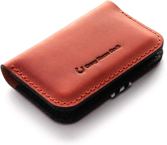HOTLeather Business Wallet/Card Holder, Fragola Red, Handmade Vintage Style Cardholder Minimalist Slim Crazy Horse Style Italian Leather Unique Perfect Small Gift for Men and Women, Crazy Horse Craft