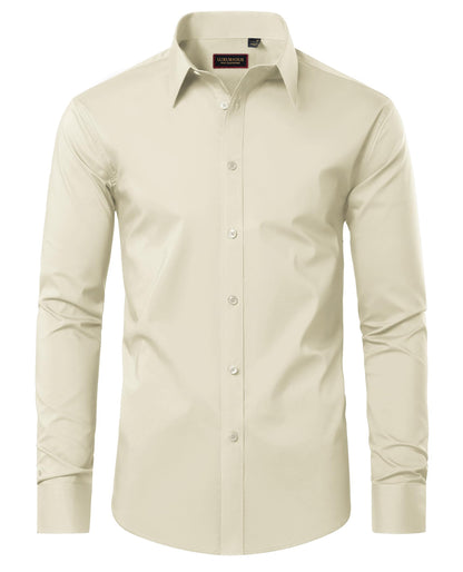 HOTLion Nardo Cotton Mens Dress Shirts Long Sleeve Wrinkle Free Business Casual Button Down Shirts Formal Shirts Big and Tall