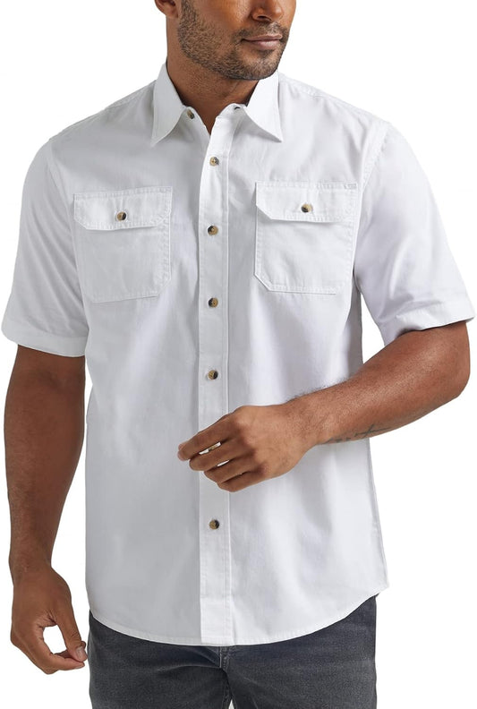HOTWrangler Authentics Men's Short Sleeve Classic Woven Shirt