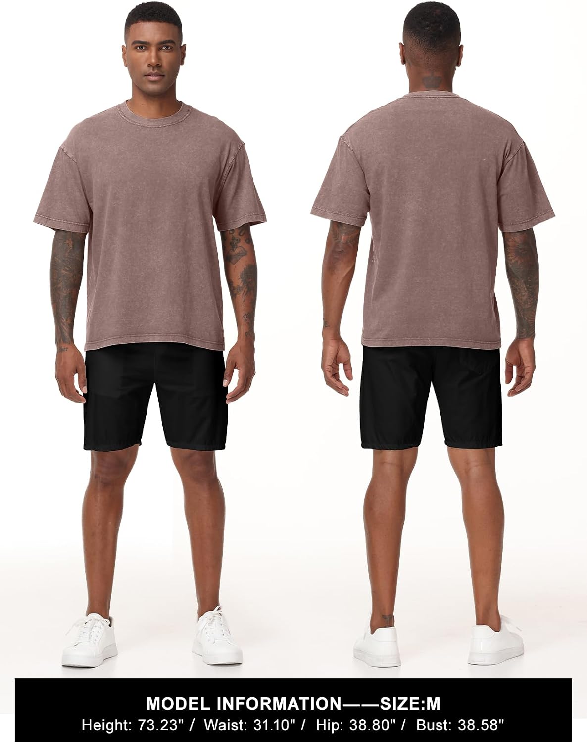 HOTEiscntd Mens Oversized T-Shirts Heavyweight Cotton Vintage Unisex Baggy Tee