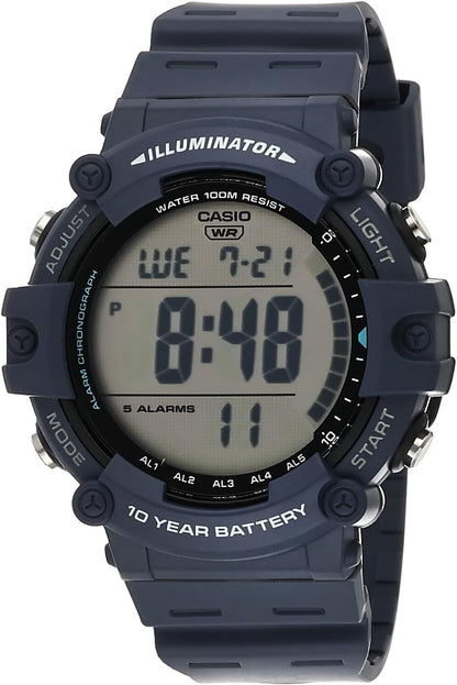 HOTCasio Illuminator AE1500WH Series | 10-Year Battery | LED Backlight | 5-Alarms | 1/100 Sec Stopwatch | Men's Digital Watch