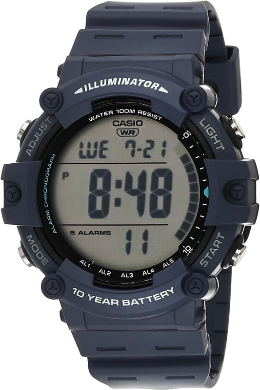 HOTCasio Illuminator AE1500WH Series | 10-Year Battery | LED Backlight | 5-Alarms | 1/100 Sec Stopwatch | Men's Digital Watch