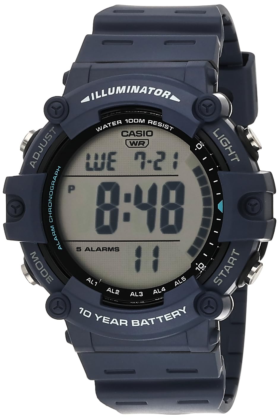 HOTCasio Illuminator AE1500WH Series | 10-Year Battery | LED Backlight | 5-Alarms | 1/100 Sec Stopwatch | Men's Digital Watch