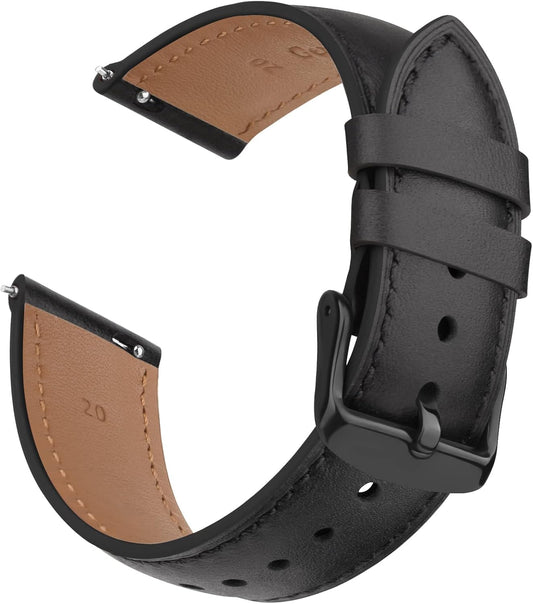 HOTVancle Quick Release Genuine Leather Watch Band 20mm 22mm Watch Strap, Top Grain Leather Watch bands for Men Women