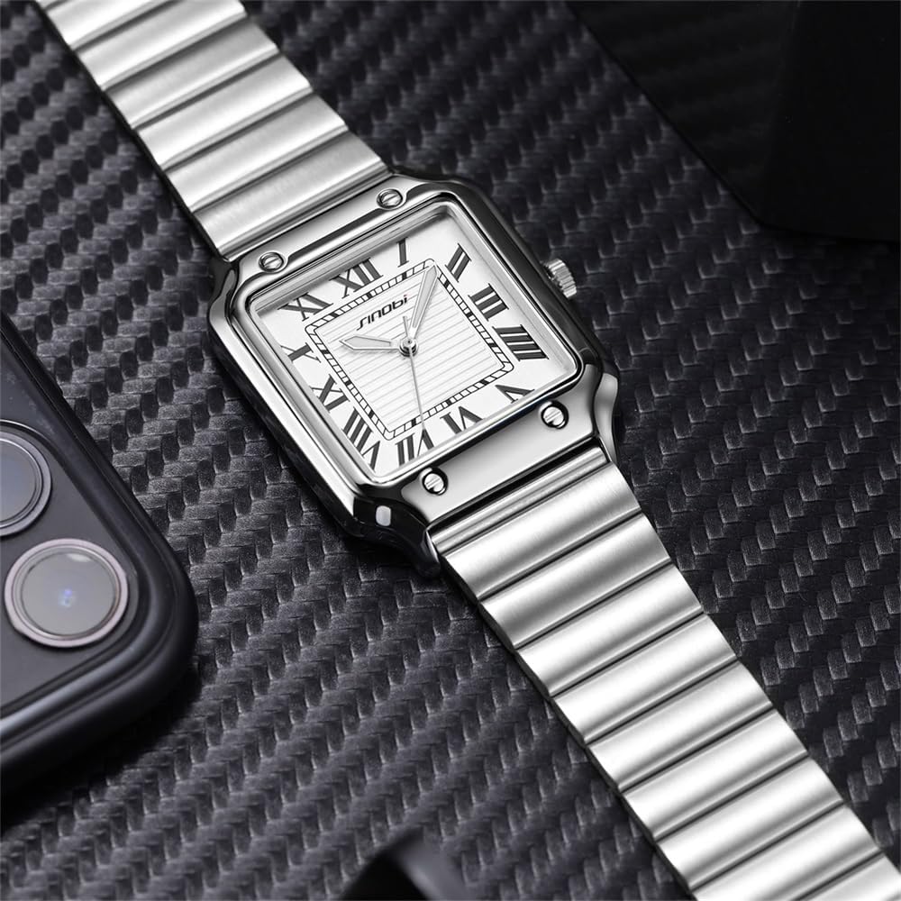 HOTClassic Square Watches for Men with Roman Numerals Casual Watch
