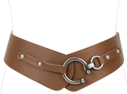 HOTJASGOOD Women's Elastic Wide Belts Retro Stretchy Belt Vintage Cinch Belts for Dresses Coats