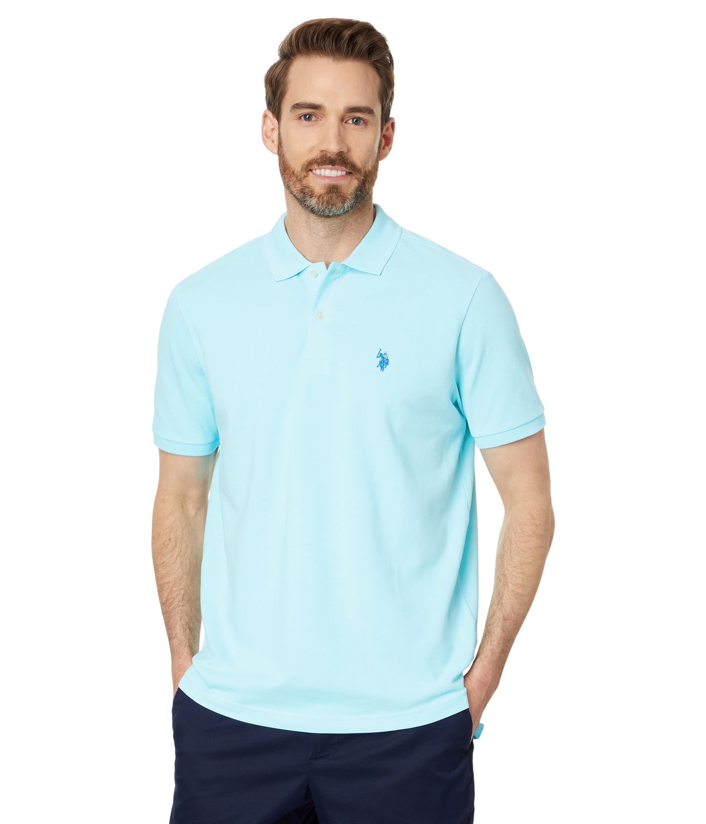 HOTU.S. Polo Assn. Men's Classic Polo Shirt, Two-Button Closure Pique Polo Shirt, Summer Fashion Golf Shirt | Two-Button Closure Pique Polo Shirt, Summer Fashion Golf Shirt