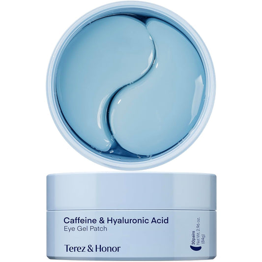 HOTTerez & Honor Under Eye Patches for Dark Circles - 60 Korean Hydrogel Masks for Puffiness, Bags, Wrinkle with Caffeine, Hyaluronic Acid, Niacinamide - Undereye Hydrating & Cooling, Vegan, No Fragrance