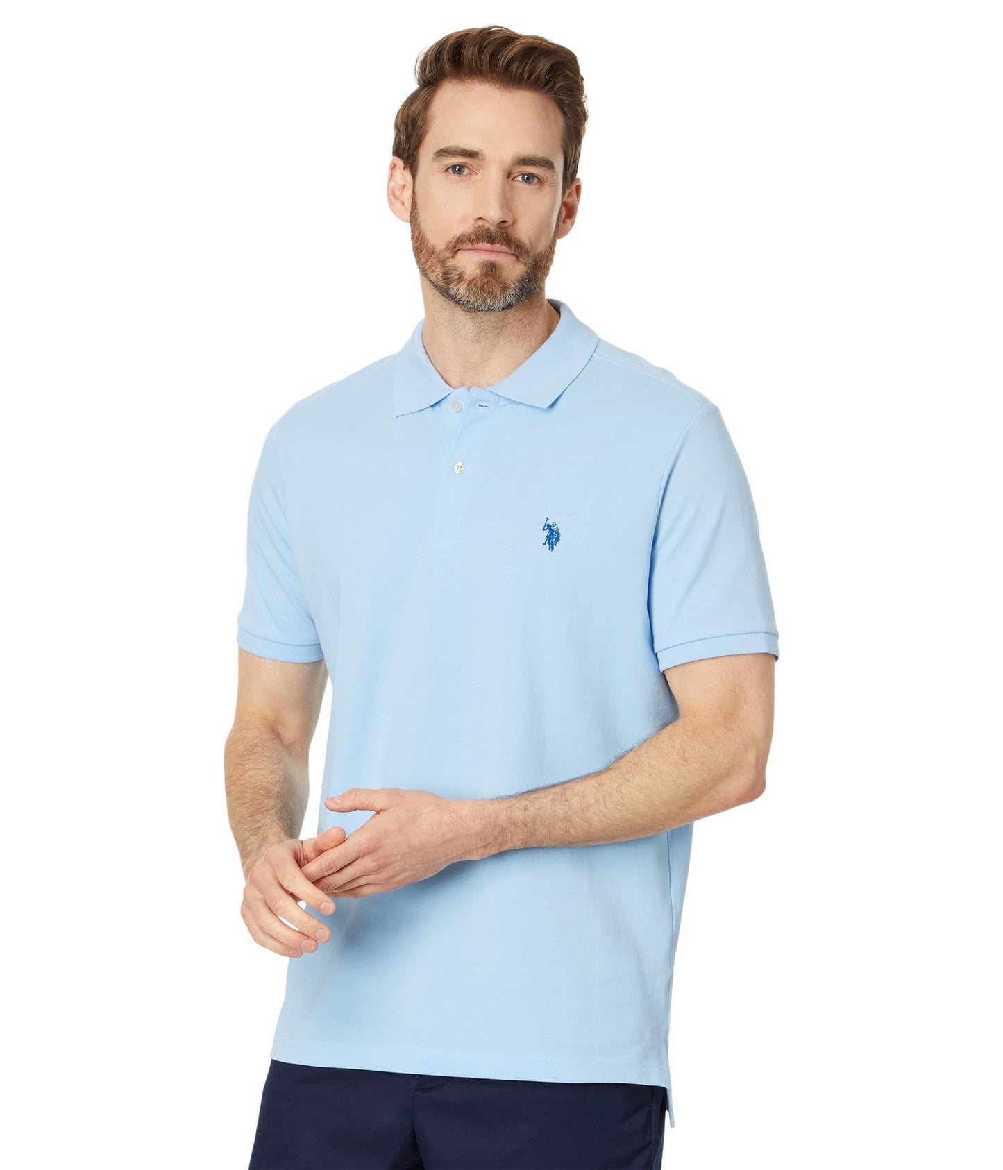 HOTU.S. Polo Assn. Men's Classic Polo Shirt, Two-Button Closure Pique Polo Shirt, Summer Fashion Golf Shirt | Two-Button Closure Pique Polo Shirt, Summer Fashion Golf Shirt