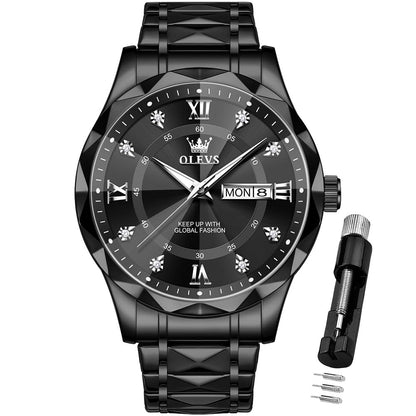 HOTOLEVS Watches for Men Luxury Diamond Casual Large Dial Watches Stainless Steel Waterproof Business Dress Analog Luminous Date Mens Watches