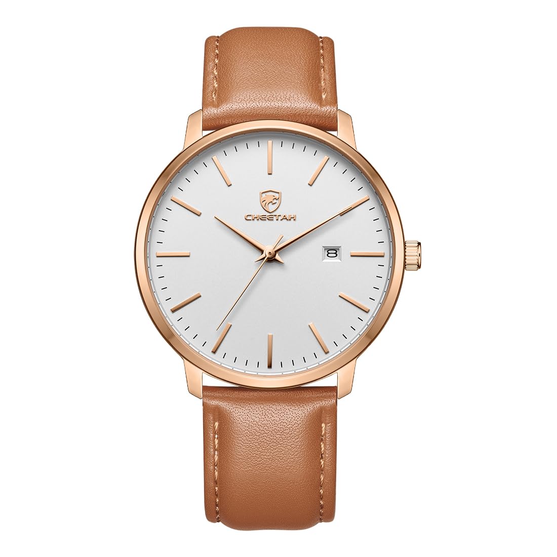HOTCHEETAH Minimalist Waterproof Quartz Watches for Men with Leather Strap, Auto Date
