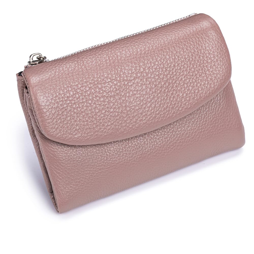 HOTLECDOA Unisex Pebble Leather Wallet, Short Genuine Leather Coin and Card Wallet, Small Wallets for Women, Suitable for Coins and Cards (#15)