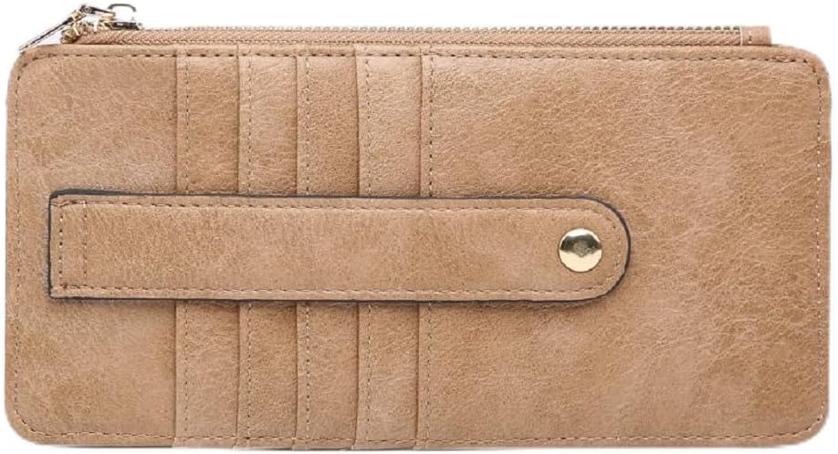 HOTJEN & CO. Saige Wallet, Mocha - Slim Wallet for Women, Compact Credit Card Holder with Card Slots, Small Wallets