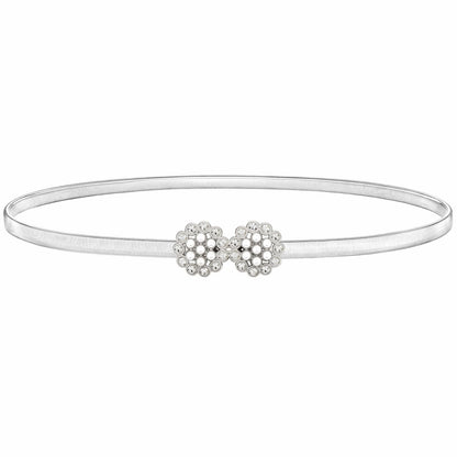 HOTSANSTHS Silver Rhinestone Elastic Waist Belt for Women, Metal Skinny Ladies Belt for Dresses Wedding Party Formal Occasions