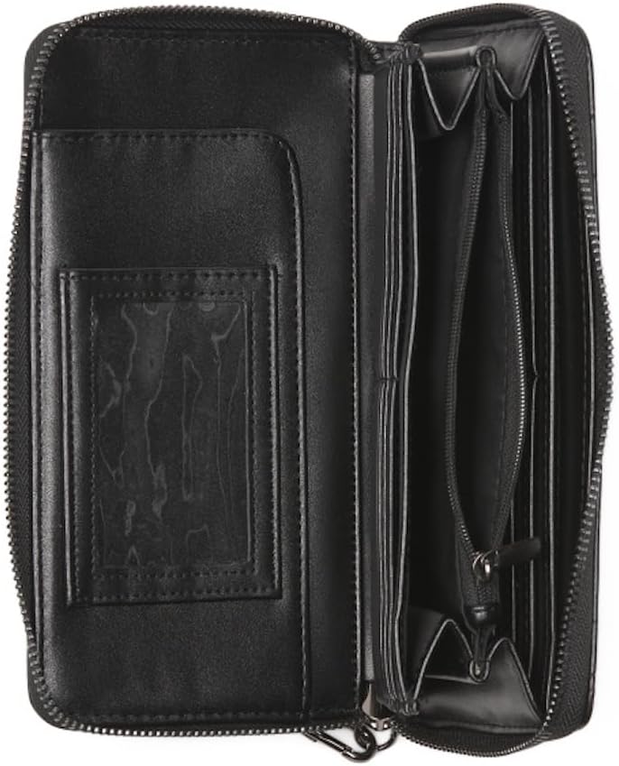 HOTBetsey Johnson Skulls Wristlet Wallet, Black, Embossed Skull Design with Detachable Strap, 8x4.5 Inches