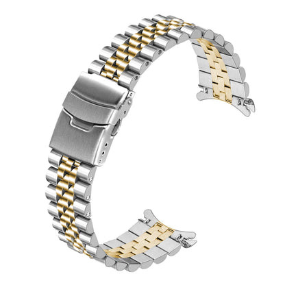HOTJuntan Stainless Steel Curved Ends Tapered 18mm 20mm 21mm 22mm 23mm 24mm Metal Watch Band Flexible Watch Strap Replacement Bracelet Deployment Double Flip Lock Buckle Silver Black