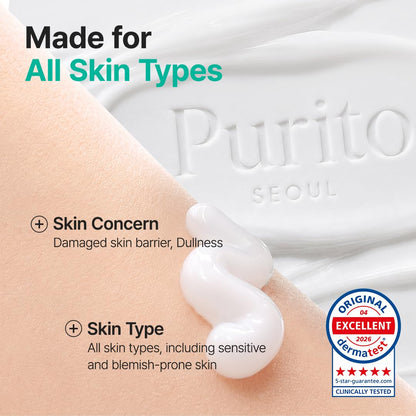 HOTPURITO Panthenol 10% Barrier Cream | Face Moisturizer for Skin Barrier Repair | All skin types, sensitive and blemish-prone skin | Non-Comedogenic, Vegan | Korean Skincare, 100mL, 3.38 fl.oz
