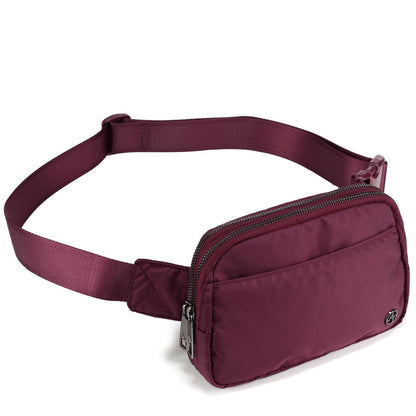 HOTPander Everywhere Belt Bag for Women, 5 Zipper Pockets Nylon Crossbody Fanny Pack Purse (Black)