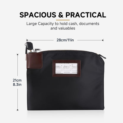 HOTEagle Locking Security Money Cash Register Bag Bank Deposit Bag With Locks 10.82 X 8.2 X 1.38-Inch, Black