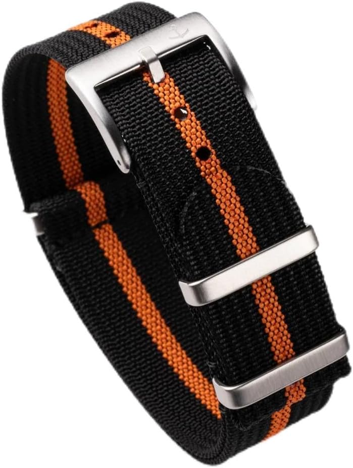 HOTAnchor Strap Co | Ribbed Nylon Watch Strap | Ridge Weave Quick-Dry Band | Brushed Stainless Steel Buckle | Floating Keeper | Heat-Sealed Notches | 5.75–8.5in Wrists