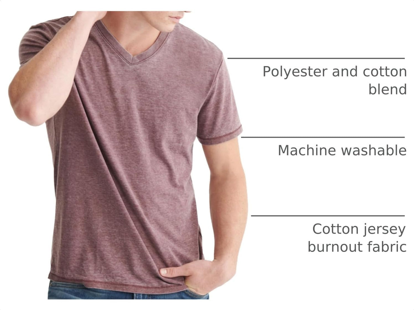 HOTLucky Brand Men's Venice Burnout V Neck Tee