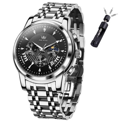 HOTOLEVS Mens Watches Luxury Waterproof Luminous Easy Read Chronograph Watches Full Gold/White Dail/Black Face with Calendar Wrist Watches