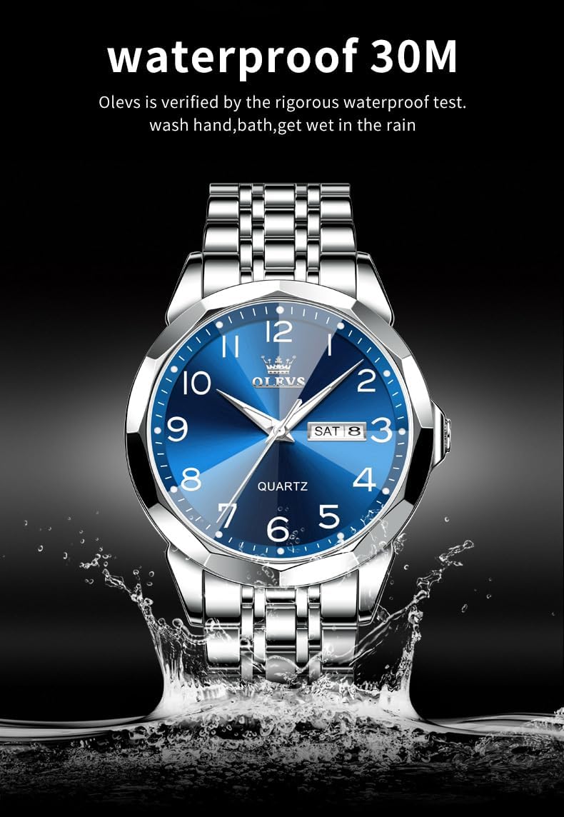 HOTOLEVS Watch for Men Simple Business Dress Analog Stainless Steel Waterproof Luminous Date Easy Read Men Wrsit Watch