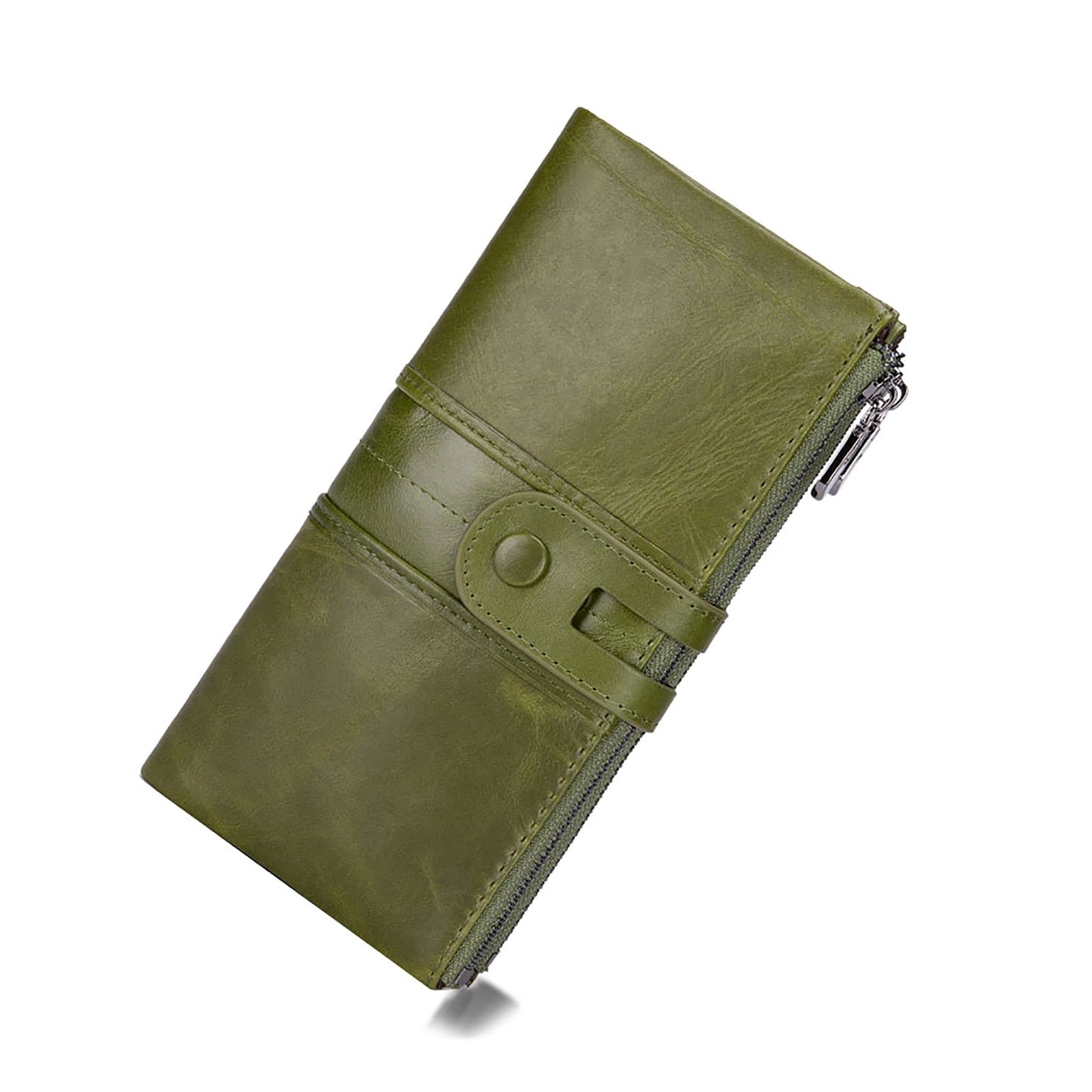 HOTmyfriday Women's RFID Blocking Genuine Leather Wallet, Bifold Long Clutch Wallet Money Clips Ladies Card Holder Purse