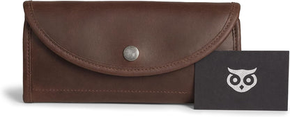 HOTHide & Drink, Full Grain Leather Snap Clutch Wallet for Women, Money Holder and Card Organizer with Zippered Pouch, Handmade, Bourbon Brown