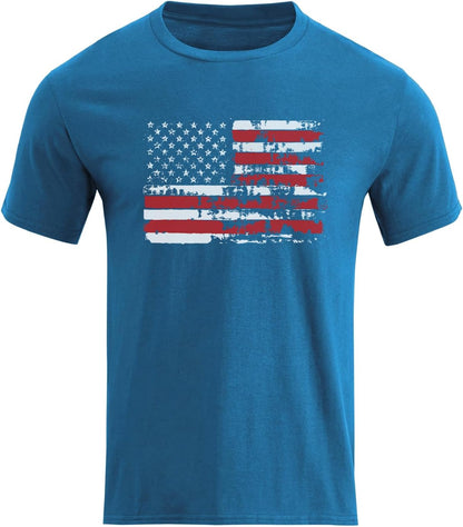 HOTH HYFOL Men's Graphic T-Shirts USA Flag Cotton Short Sleeve American Patriotic Crewneck Casual Regular Tee Shirts