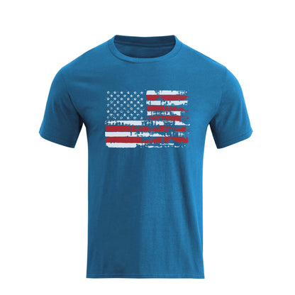 HOTH HYFOL Men's Graphic T-Shirts USA Flag Cotton Short Sleeve American Patriotic Crewneck Casual Regular Tee Shirts
