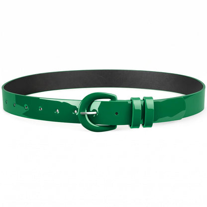 HOTJASGOOD Women Patent Leather Belt for Jeans Pants Vintage 50s Women Belt for Dress