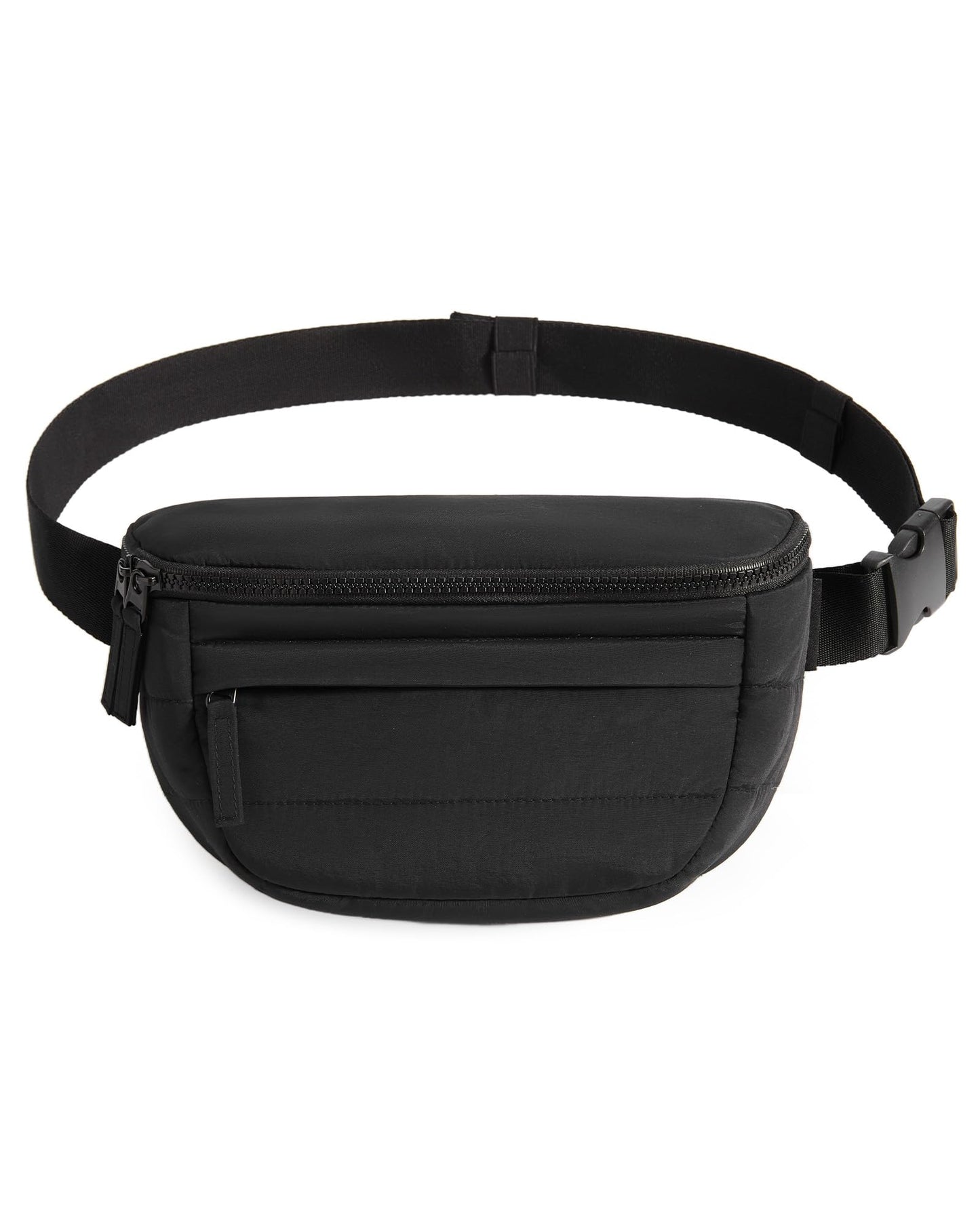 HOTBAGSMART Fanny Packs for Women Cross Body, Quilted Puffy Belt Bag with Pockets, Fashion Waist Packs for Traveling Hiking Black