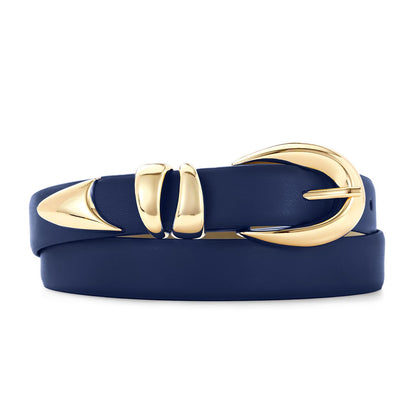 HOTRISANTRY Leather Belt for Women Stylish Design with Gold Buckle Ladies Black Belt Perfect for Jeans Dresses