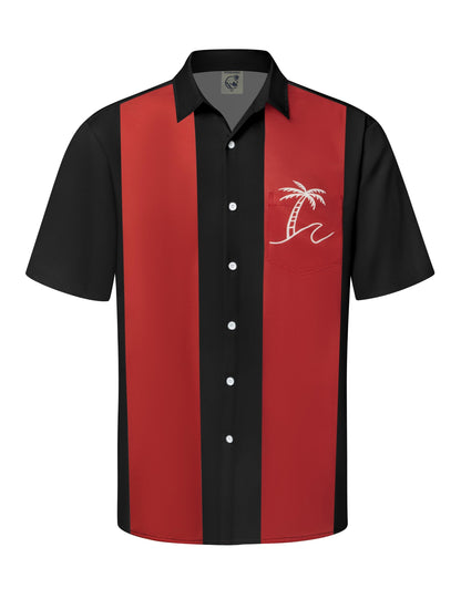 HOTHardaddy Men's Vintage Bowling Shirt Short Sleeve Button Down Hawaiian Summer Beach Printed Casual Shirts
