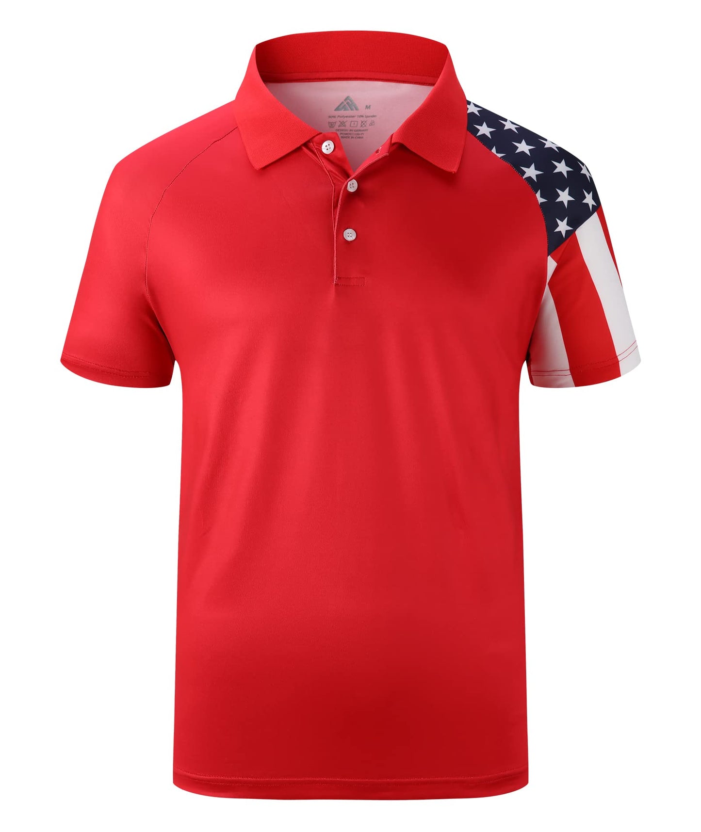 HOTV VALANCH Mens American Falg Polo Shirts Short Sleeve Performance Patriotic Shirt Funny Golf Shirt