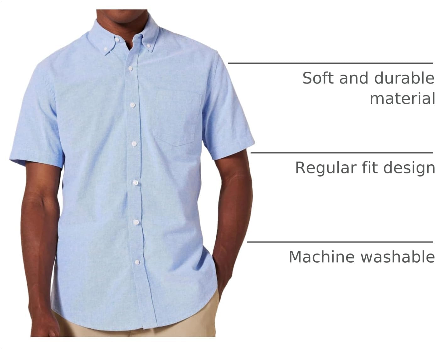 HOTAmazon Essentials Men's Short-Sleeve Oxford Shirt with Pocket