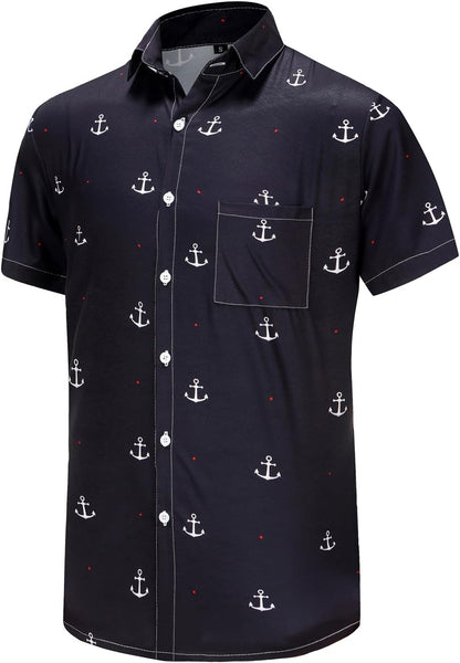 HOTKYKU Funky Hawaiian Shirt for Men Palm Beach Shirts Tropical Vacation Clothes