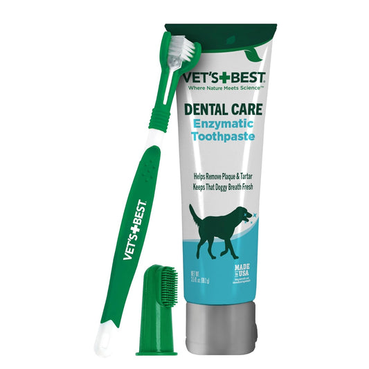 HOTVet's Best Dog Toothpaste & Toothbrush Dental Care Kit, With Brush 3.5 oz | Enzymatic Toothpaste for Dogs, Toothbrush & Finger Brush Included, Helps Remove Plaque & Freshen Dog Breath, Vet Formulated