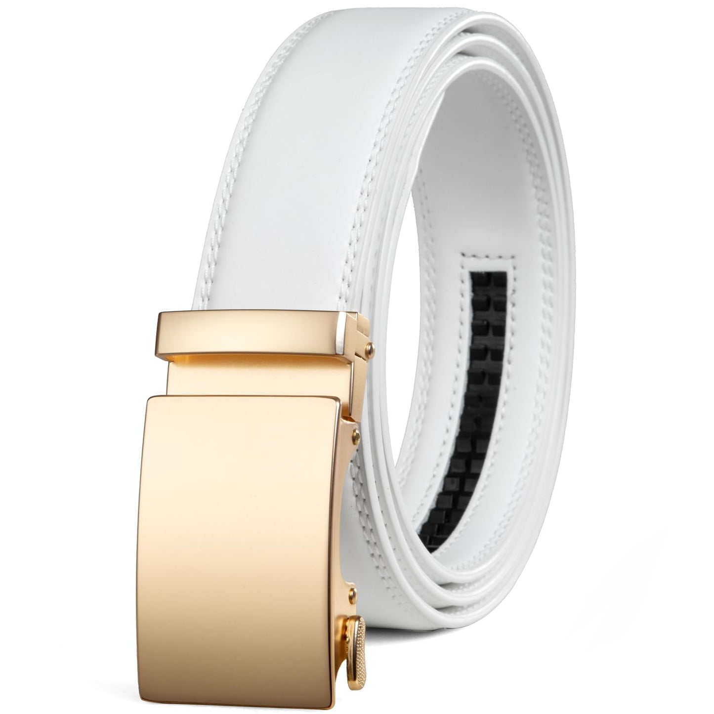 HOTFounders & C Men's Ratchet Belt 1 3/8",Leather Dress Belt Adjustable with Click Sliding Buckle Trim to Exact Fit