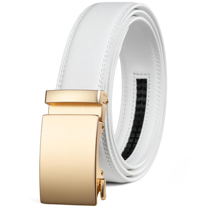 HOTFounders & C Men's Ratchet Belt 1 3/8",Leather Dress Belt Adjustable with Click Sliding Buckle Trim to Exact Fit
