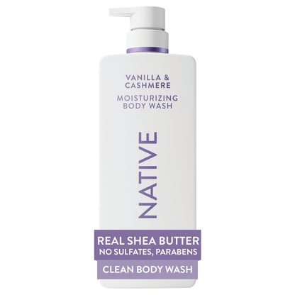 HOTNative Moisturizing Body Wash, Clean & Gentle 24-Hour Hydration with Shea Butter, for Sensitive and Dry Skin, for Women & Men, Sulfate-free, Paraben-free, Cocoa Butter & Vanilla, 22 fl oz