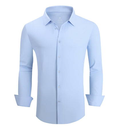 HOTSAMERM Mens Dress Shirt Stretch Wrinkle Free Casual Button Down Shirts | 4-Way Stretch & Moisture Wicking Performance Shirt for Business, Wedding, Work, Church, Easy Care Lightweight & Breathable